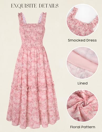 Image of Scarlet Darkness Floral Dress for Women 2026 Flowy Sundress Smocked Cottagecore Dresses