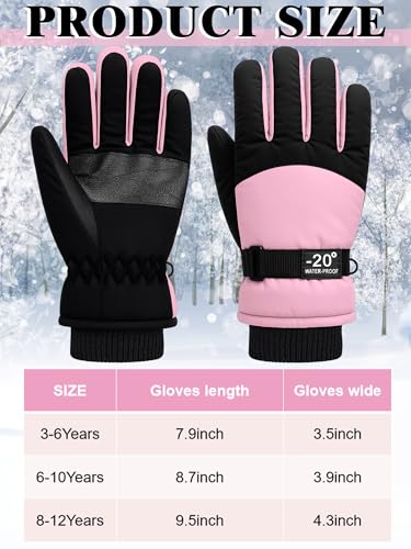 Image of Geyoga Kids Waterproof Winter Snow Ski Gloves for Boy Girl Outdoor Warm Thickening Snowboard Gloves