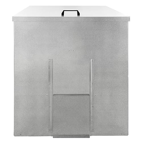 Carbonera 350kg 520L de Acero Galvanizado Inoxidable a Prueba de Roedores Almacenamiento Combustible Depósito de Carbón Leñero Almacén con Puerta Corredera Tapa Abisagrada y Pala de Carbón GRATIS