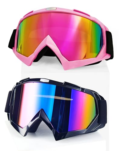 Image of 2Pcs Dirt Bike Goggles Motocross Motorcycle ATV Riding Dustproof Windproof Off Road Racing MX Four Wheeler Goggles