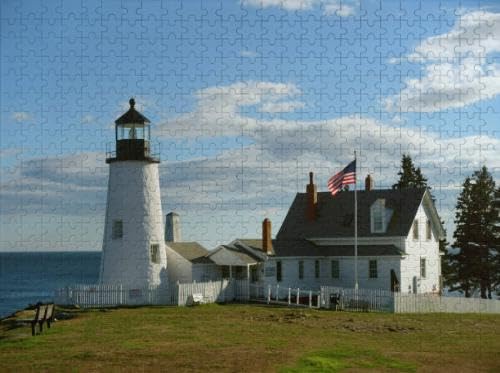 Puzzles for Adults 500 Pieces Jigsaw Puzzles Pemaquid Point Lighthouse Park Puzzles Clearance Big Large Puzzles Difficult Cool Hard Puzzles for Adults