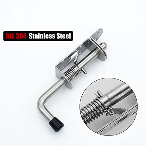 JQK Spring Loaded Latch Pin, 304 Stainless Steel Barrel Bolt Thickened 2mm Door Lock, 5 Inch Brushed Finished(2 Pack), HSB300-P2 - Image 4