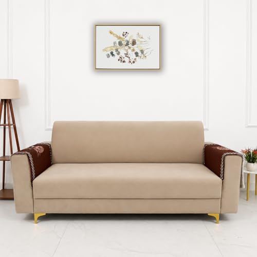 Image of Homerz 'Brooklyn Series' Premium Sofa Cover | Quilted Floral Design | Non-Slip Washable Sofa Protector | Soft Fabric Anti-Dust Stylish Thick Cover (Ny Mustard, 2 Pc Armrest, Armrest)