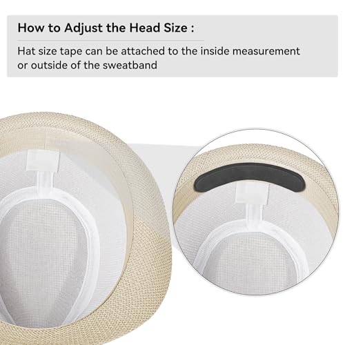 Image of Straw Trilby Fedora Hat for Men Women 1920s Panama Hat Short Brim Summer Beach Sun Hat with Band
