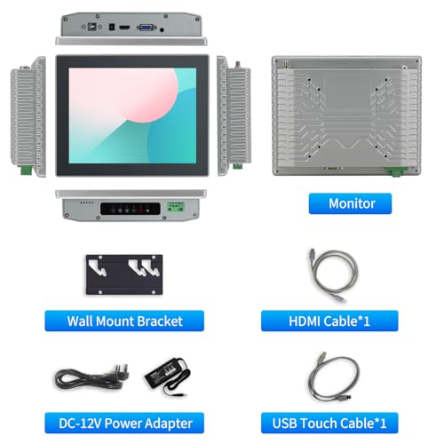 Image of 8 inch Touchscreen Monitor,Ratio 4:3 IPS PCAP Industrial Touch Screen Monitor with HD-MI VGA USB Port,Build-in Speakers & VESA,Touch Screen for PC,POS,Laptop,Home,RPI