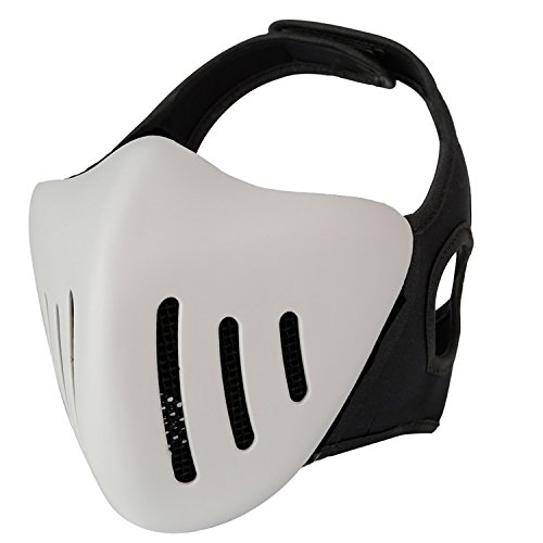 Haoyk Tactical Airsoft moitié du visage en métal mesh Cosplay Masque respirant de protection de protection militaire Paintball Masque Woodland, blanc