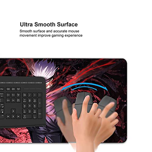 Large Mouse Pad, Extended Gaming Mousepad Non-Slip Base Keyboard Pad,Desk Mat 24" X 14" In, Anime Mouse Pad (Japanese Anime Jujutsu Kaisen Satoru Gojo) #TOP5