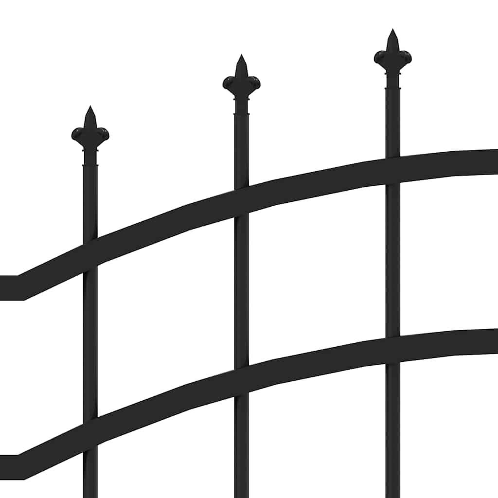 Valla de acero con recubrimiento en polvo, panel negro 240 x 125 cm, valla de jardín negro con punta de lanza de acero resistente para un cercado seguro