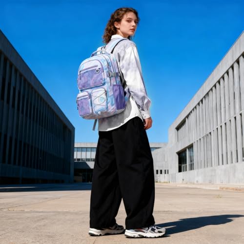Image of Lohol Multi-Pocket Backpack for School College Travel, Heavy Duty Big Bookbag with 15.6 inch Laptop Compartment (Purple Galaxy