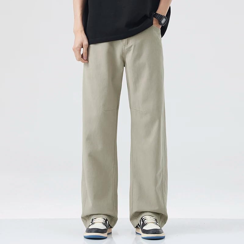 Spring Summer Men Solid Color Cotton Korean Casual Long Pants Loose Sports Street Vintage Trousers2