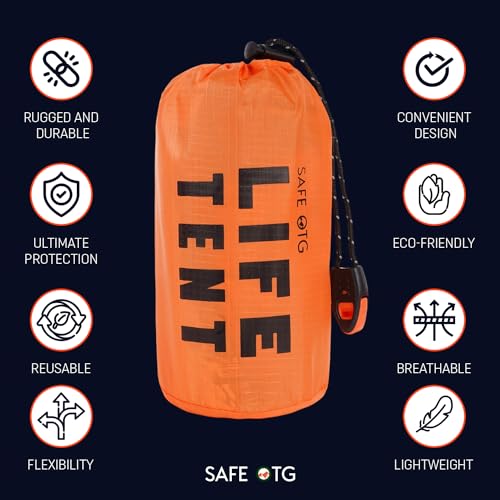 Emergency Survival Tent Life Shelter 2 Person Mylar Tube Tents Tarp with Whistle & Paracord Year-Round All Weather Protection for Car Outdoor Hiking Camping Gear Equipment - Image 5