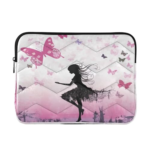 Funda rosa con hadas y mariposas para portátil 13-14 pulg miniatura 1