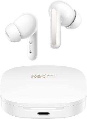 Xiaomi Redmi Buds 6: Auricolari wireless Bluetooth in-ear,Cuffie Bluetooth, Driver Dual, integrato con effetto, Cancellazione attiva del rumore 49dB,Fino a 10h+42h di durata della batteria,IP54,Bianco