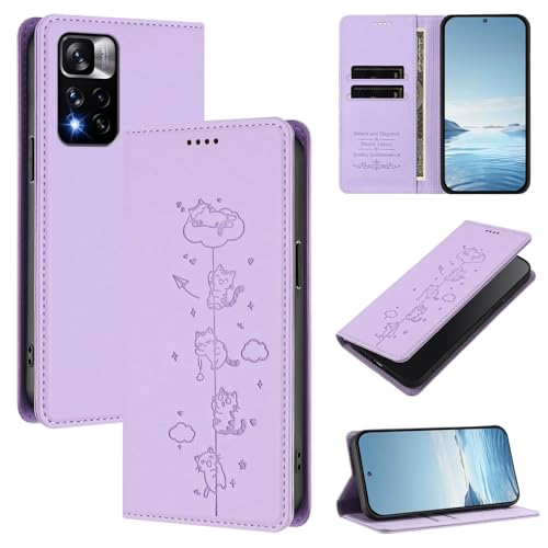 �X�}�z�P�[�X �Ή��@�� for Xiaomi Poco X4 NFC,�Ή��@�� for Redmi Note 11 Pro Plus 5G �yRFID�Ւf�@�\�z�y�J�[�h�z���_�[�t���}�O�l�b�g�J���t���b�v�L�b�N�X�^���h�zPurple