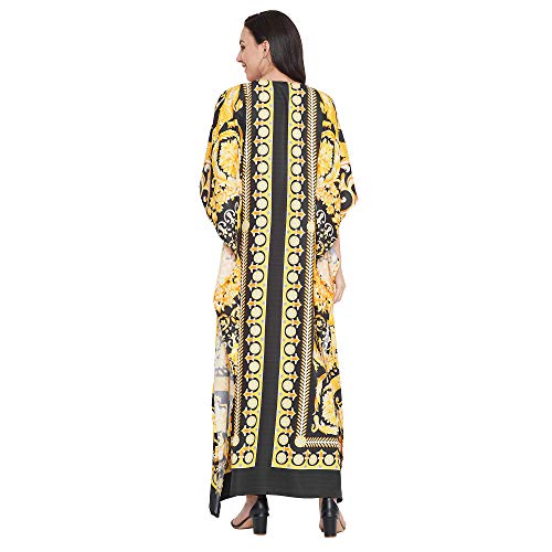 Image of Oussum Women Plus Size Kaftan Kimono Loose Maxi summer dresses for women Beach 3 /4 Sleeve Casual lounge dress Boho