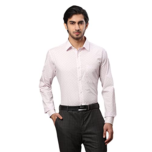 Image of Raymond Men's Pure Cotton Print Pattern Slim Fit Semi Cutaway Collar Full Sleeve Formal Shirt
