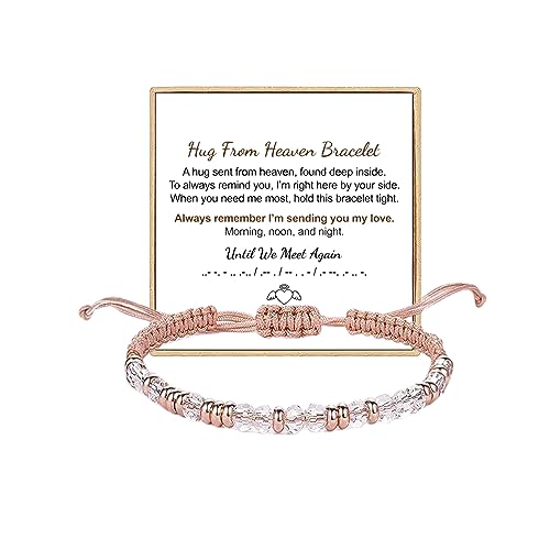 Hug from Heaven Morse Code Bracelet - Until We Meet Again, Black Hematite Beads for Men and Women