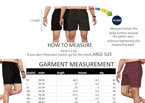Image of Nermosa Pure Cotton Comfortable & Breathable Printed Regular Shorts /Boxer for Men, Pack of 3
