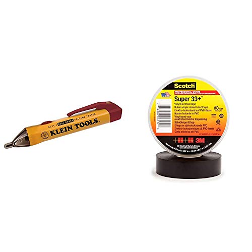 Klein Tools NCVT-2 Voltage Tester, Non-Contact Dual Range Voltage Tester Pen for Standard and Low Voltage, with 3 m Drop Protection & Scotch Super 33+ Vinyl Electrical Tape, 3/4 in x 66 ft, Black