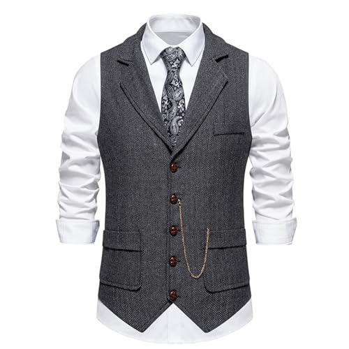 Mashaouyo Chalecos casuales de negocios para hombre, chaleco ligero, ajustado, chaleco grande y alto, para hombre, talla 4XL, gris, S