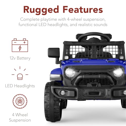 Image of Best Choice Products 12V Kids Ride On Truck Car w /Remote Control, Electric Ride On Car for Toddlers 3-5, Battery Powered Ride On Toy w /LED Lights, 4-Wheel Suspension, Safety Harness - Navy