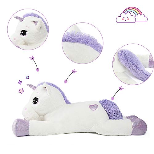 Tezituor 43'' Big Unicorn Toys Plush,Giant Unicorn Stuffed Animals,Unicorn Birthday Decorations For Girls,White Unicorns Gifts For Children #TOP2