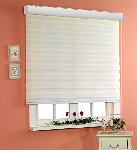 Custom Cut To Size, [Foiresoft Basic, Ivory, W 91 X H 64 Inch] Zebra Roller Blinds, Dual Layer Shades, Sheer Or Privacy Light Control, Day And Night Window Drapes, 10 To 110 Inch Wide #TOP2