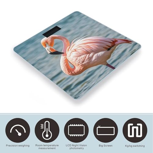 Báscula Digital de Baño Rosa Flamingo con Vidrio Templado miniatura 3