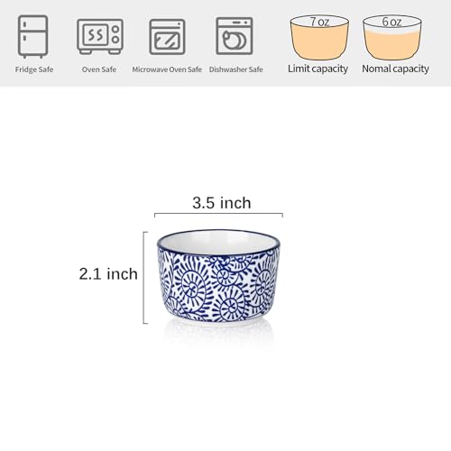 Selamica Ramekins in ceramica, 170 ml, set di 6 (blu vintage) - immagine 3