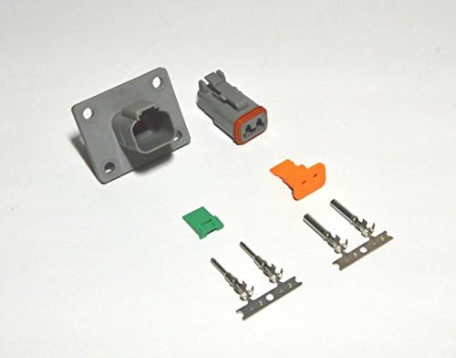 Deutsch 2-pin 14-16AWG Flange Connector Kit Crimp Style Contacts (Made in USA)