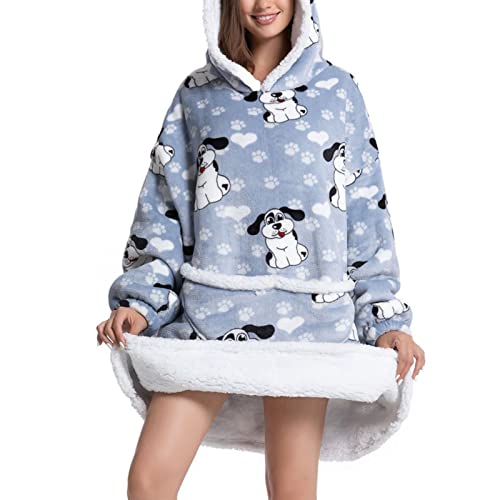 Flannel Blanket Hoodie Loose Over d Cute Print Big Blanket Hoodie All Stylish for Indoor Average for Adults, One Size