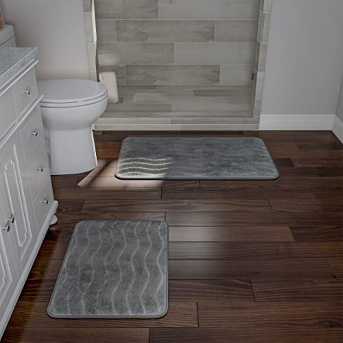 Lavish Home Bedford Home 2 Piece Memory Foam Bath Mat Set - Platinum,32 X 20 X .625 #TOP2