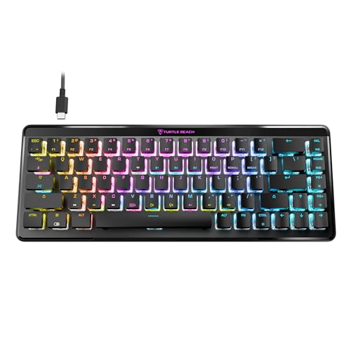 Turtle Beach Vulcan II Mini Air 65% Clavier de jeu mécanique optique sans fil et Bluetooth, personnalisable, éclairage RVB, séparateur câble, clés intelligentes, profils intégrés,