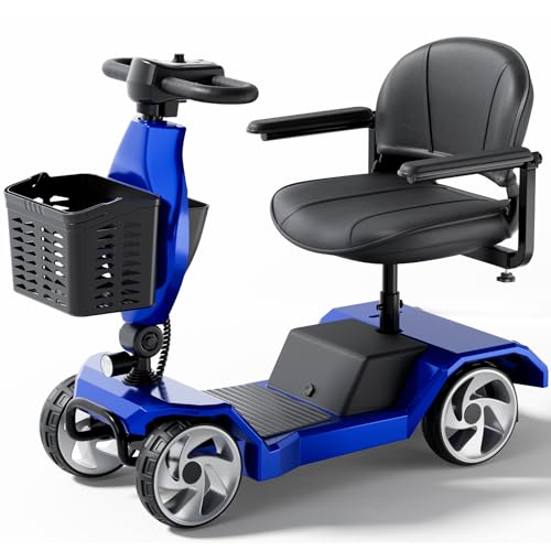 Serianie Foldable Mobility Scooters for Seniors, 4 Wheel Lightweight Mobility Scooters for Adults, Powered Electric Wheelchair, Mobility Scooter with Seat, Folding Travel Motorized Scooter