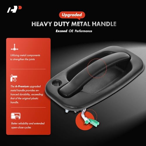 A-Premium Front Driver Side Upgraded Metal Exterior Door Handle with Keyhole Compatible with Chevrolet Silverado 1500 2500 3500, Tahoe, Suburban, Avalanche & GMC Sierra, Yukon XL, Textured Black by A-premium - Image 4