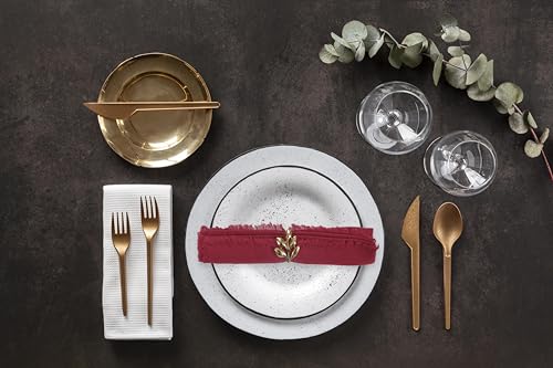 Accenthome AH_FRINGE_NAPKIN_45X45_CL-14_SO6 Red Cotton Linen Napkin Set Of 6 18X18 Inch Dinner Napkins thumb #3