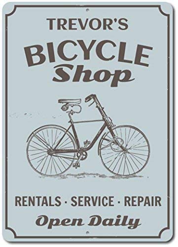 Targa in metallo 20,3 x 30,5 cm, per negozio di biciclette, regalo per ciclisti, biker e noleggio bici, cartello personalizzato per officine di riparazione