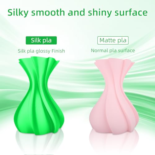 Image of 3DHoJor Silk PLA Filament 1.75mm, Silk PLA 3D Printer Filament, 2.2 LBS (1KG) Cardboard Spool, Fit Most FDM 3D Printer,Green