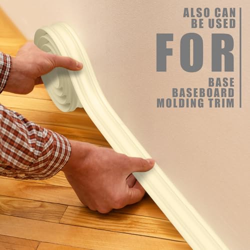 Pushglossy Ceiling Crown Molding Trim 79 Length 2 Wide Self Adhesive Crown Molding Peel and Stick Ceiling Trim White Wall Decorative Ceiling Moulding for DIY Home Indoor Craft