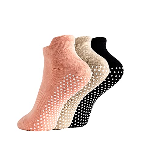 Grip Socks for Women Pilates Yoga, Non Slip Hospital Socks with Grippers for Women,Grippy Sticky Socks with Cushion for Barre