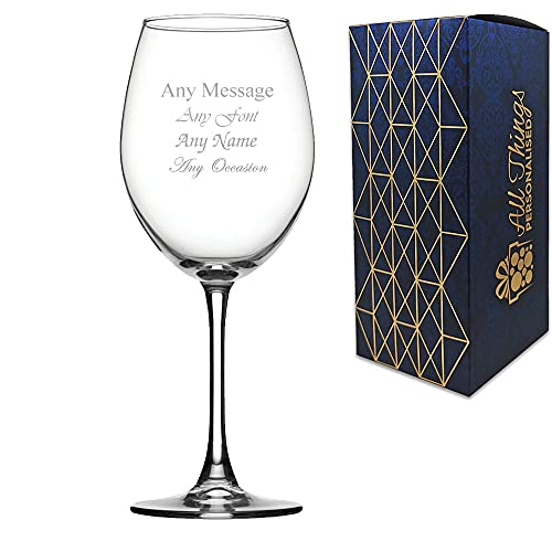 Image of Personalised Engraved 21.5oz Large Enoteca Wine Glass, Personalise with Any Message for Any Occasion, Stylize from a Variety of Fonts, Gift Box Included