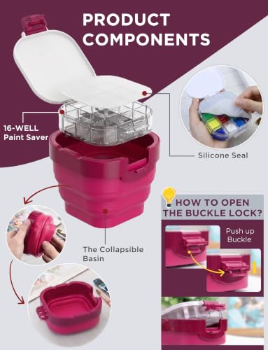 Caja de almacenamiento de pintura acrílica portátil para pintar al aire libre y viajes 3