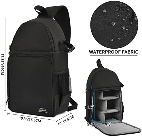 Cwatcun Camera Bag, Camera Shoulder Bag, Sling, Chest Bag, Waterproof, Tripod(Black)