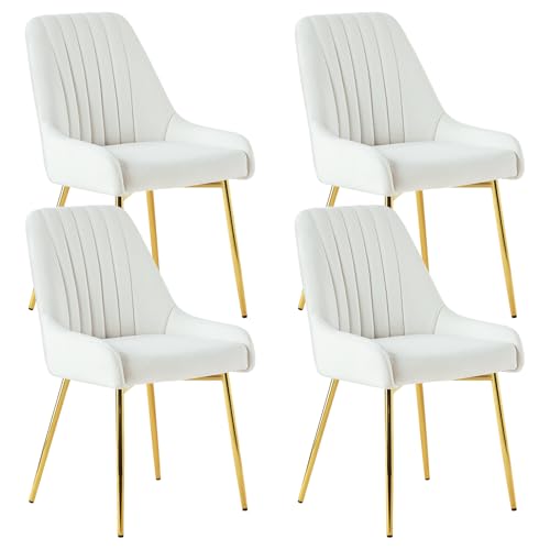 SEPNINE Lot de 4 Chaises Scandinaves, Chaises de Salle à Manger en Velours, Chaise de Cuisine avec Coussin Rembourré épais, Chaise de Salon avec Pieds en...