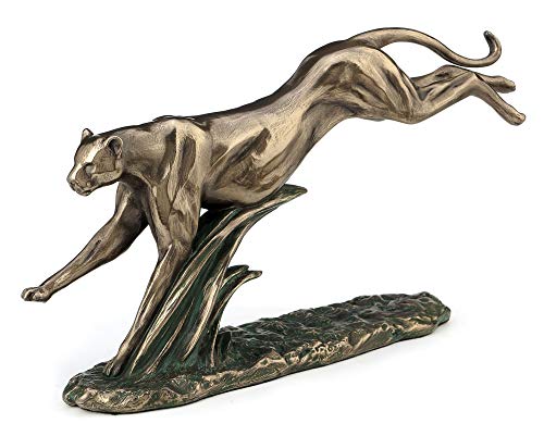 Estatua decorativa de guepardo en acción acabado bronce 6.5 pulg miniatura 1
