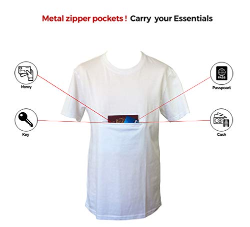 Clever Travel Companion Men's Crew Neck T Shirt with 1 Secret Hidden Pockets for Traveling | Pickpocket Proof2