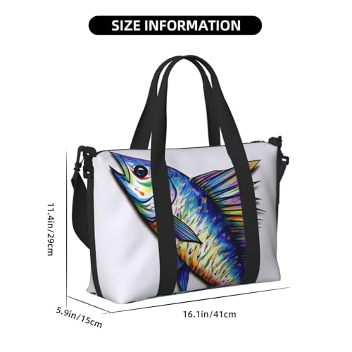 Travel Duffel Bag for Men Gym Bag, Fish art Luggage Bag with Shoulder Strap, Large Gym Tote Bag for Women, Weekender Overnight Bag, Foldable Carry on Bag for Airplane3