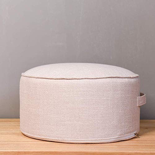 Reposapiés Plegable, reposapiés Redondo, pequeño puf otomano para Sentarse, diseño de asa para una fácil extracción, Espacio pequeño para Adultos y niños (Blanco 40 x 20 cm (16 x