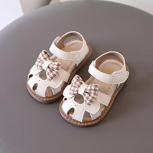 Toddler Baby Girls Cute Closed Toe Flat Dress Sandals with Bows Summer Dress Shoes for Beach Holiday Lightweight2