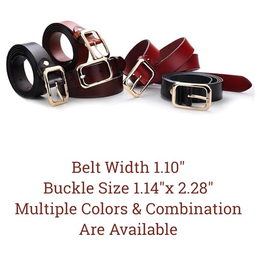 Women's Belt Genuine Leather Belts Durable Waist Belt Chrome Gold Solid Alloy Pin Buckle Waistband For Pants, Jeans4